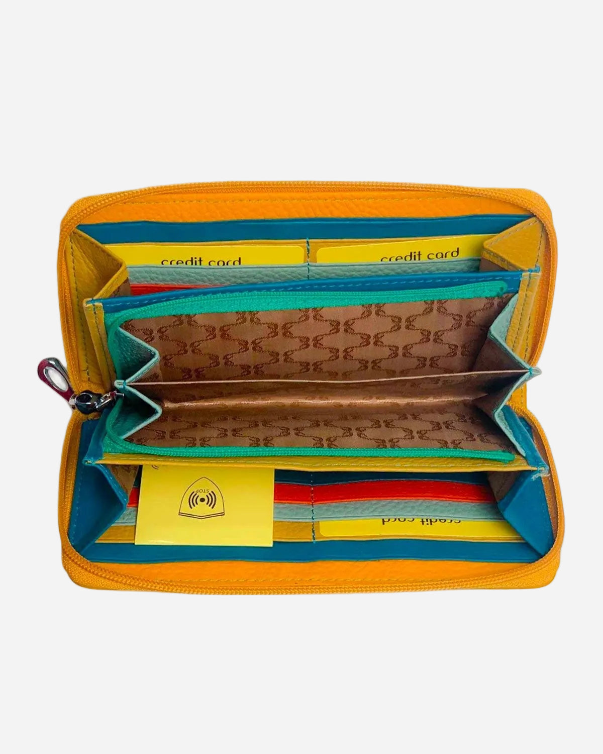 Giunone Women's Wallet Coin Purse Card Holder in Genuine Handmade Leather Yellow