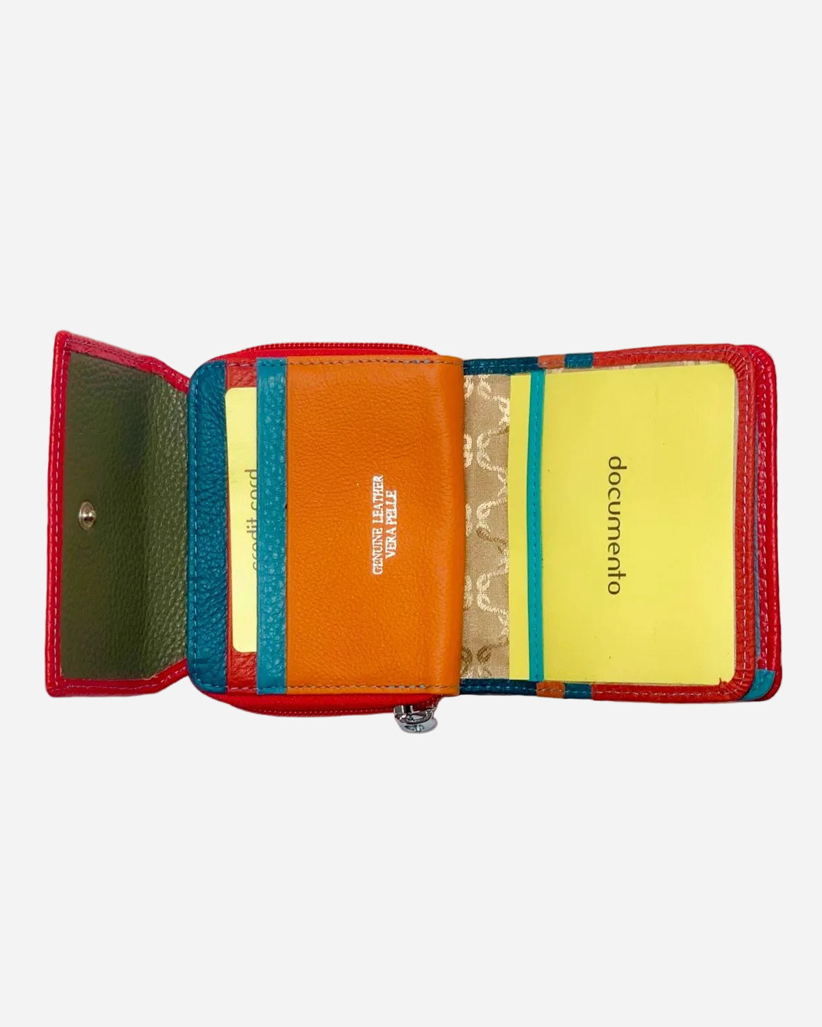 Portafoglio Portamonete Porta Carte donna Maia in vera pelle artigianale Rosso - Alidiluna