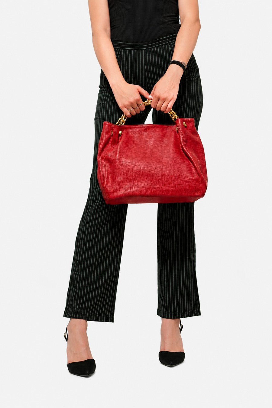 Borsa Spalla Donna VALENTINA in Vera Pelle Rosso | Made in Italy