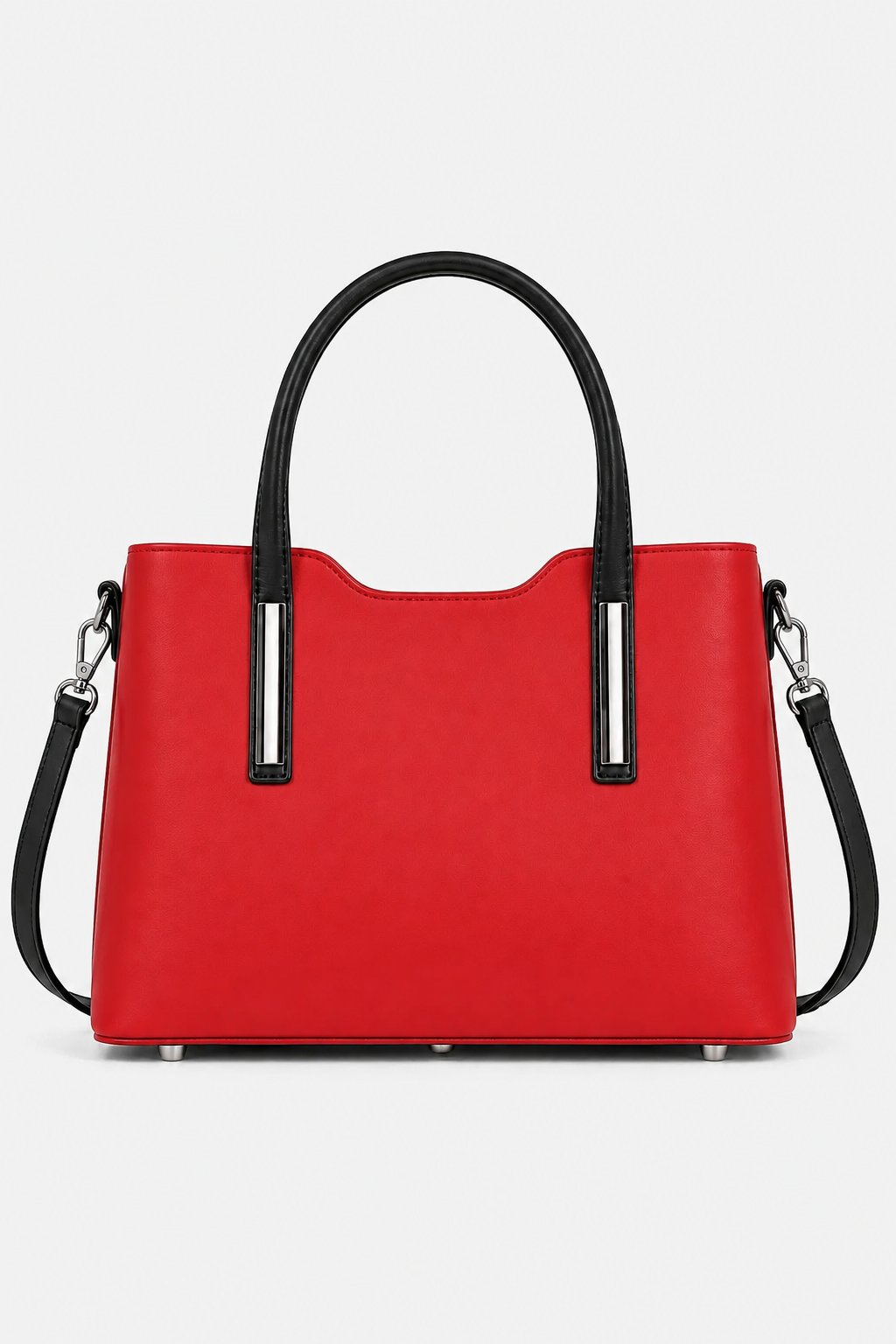 Borsa donna ADELE in vera pelle rosso manici nero