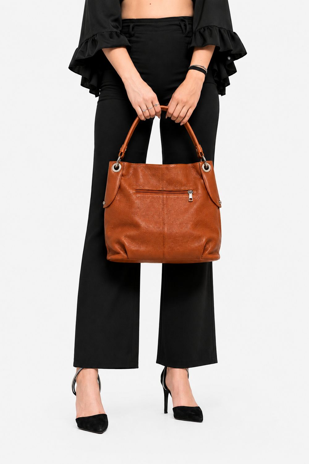 Borsa a Mano Donna GIULIANA in Vera Pelle Cognac | Made in Italy