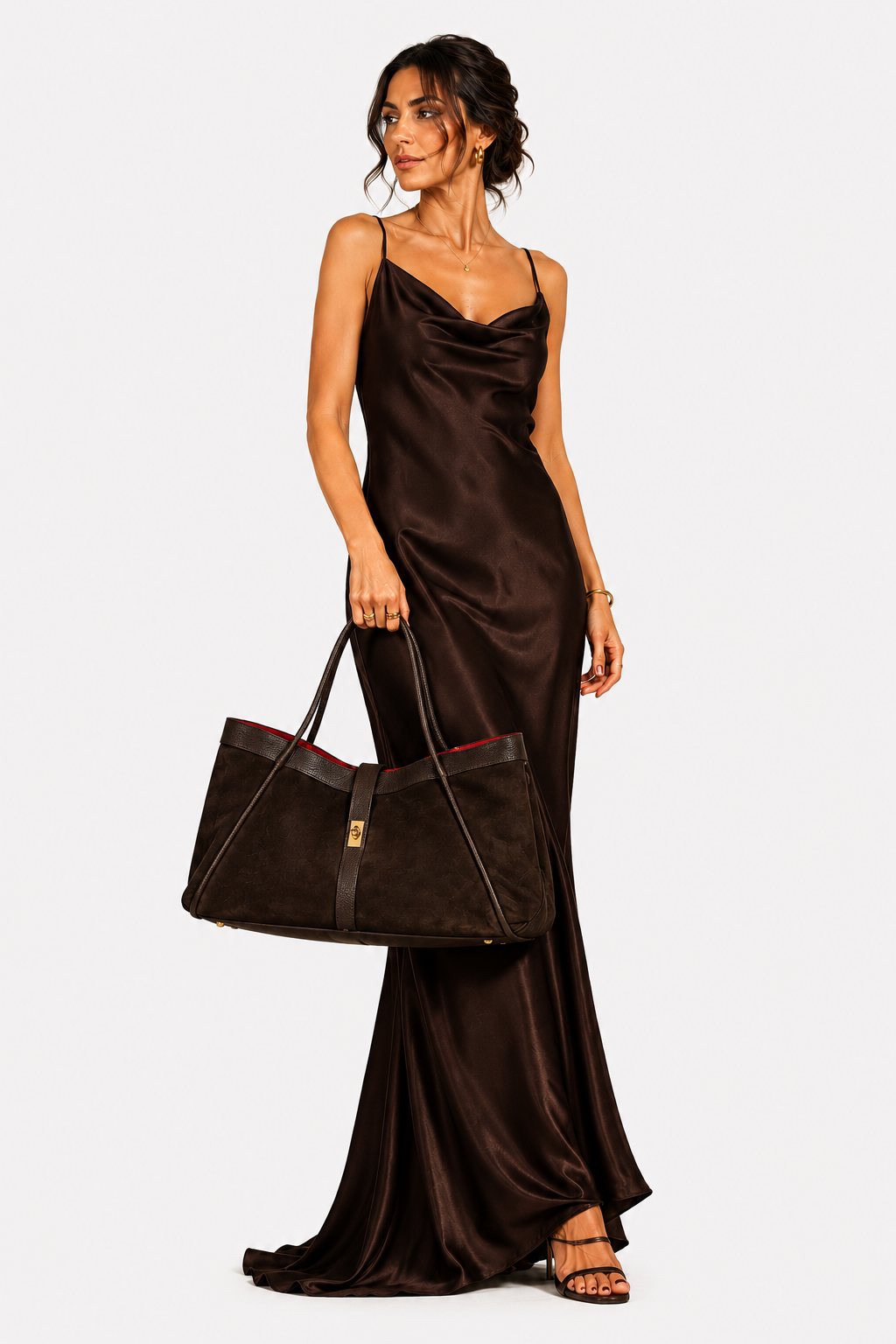 Vanity — Borsa in Camoscio con Pochette estraibile Interna Rossa