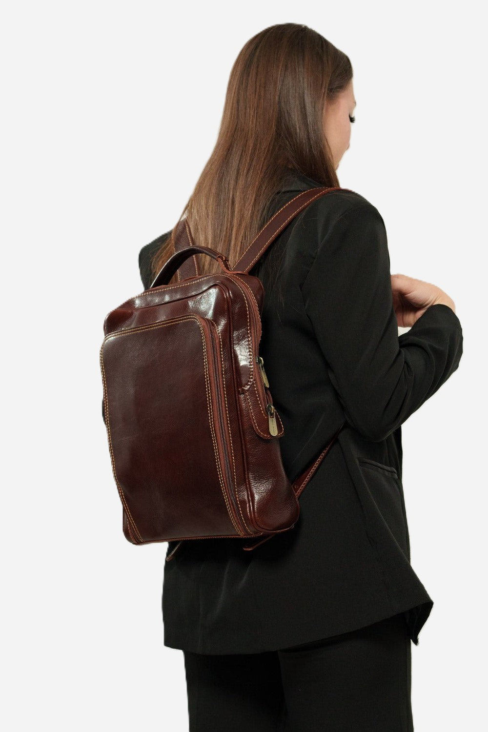 ORIONE— Zaino unisex in vero cuoio testa di moro con porta PC | Made in Italy