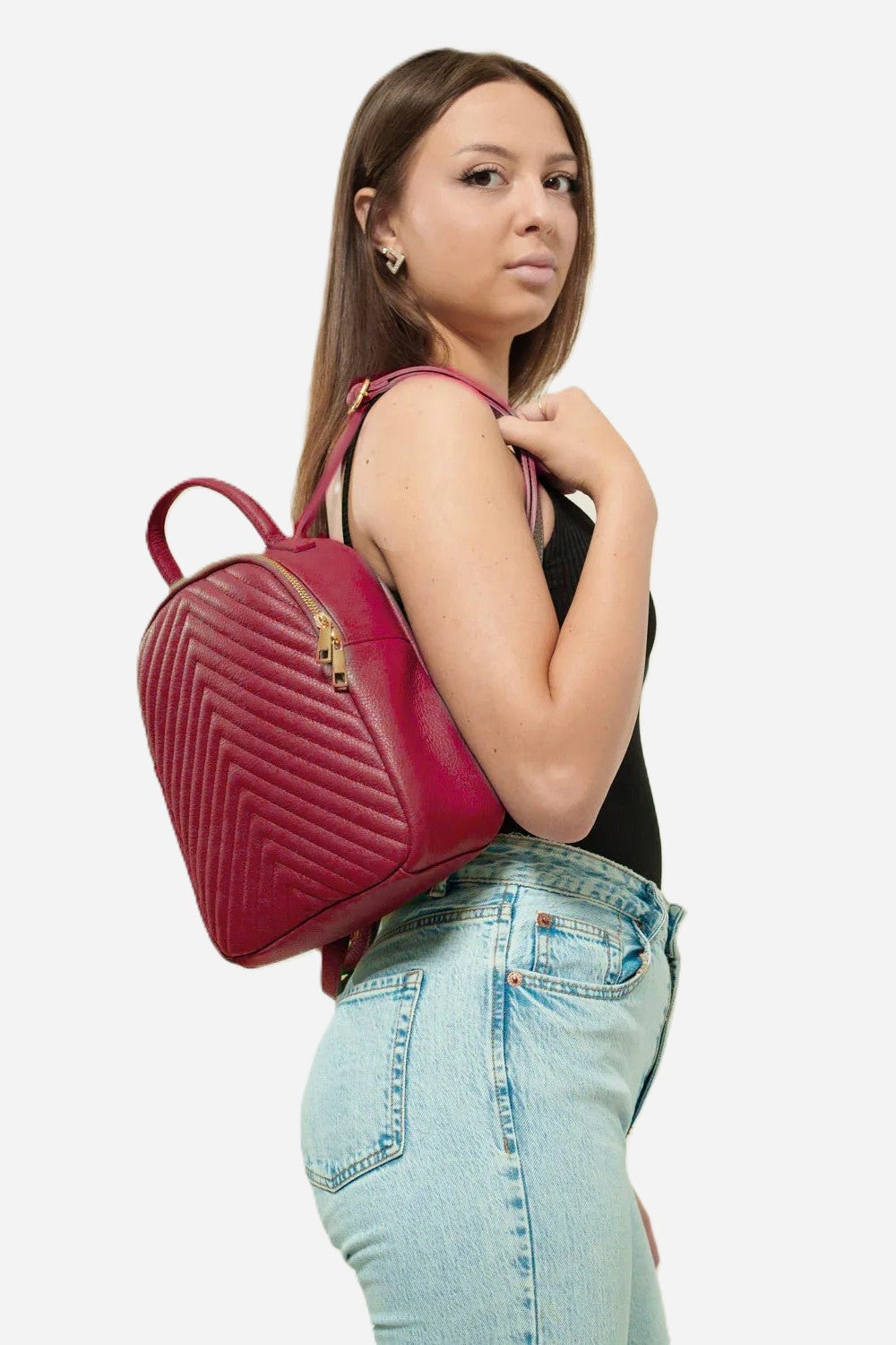 Zaino Donna CINZIA in Vera Pelle Rosso | Made in Italy