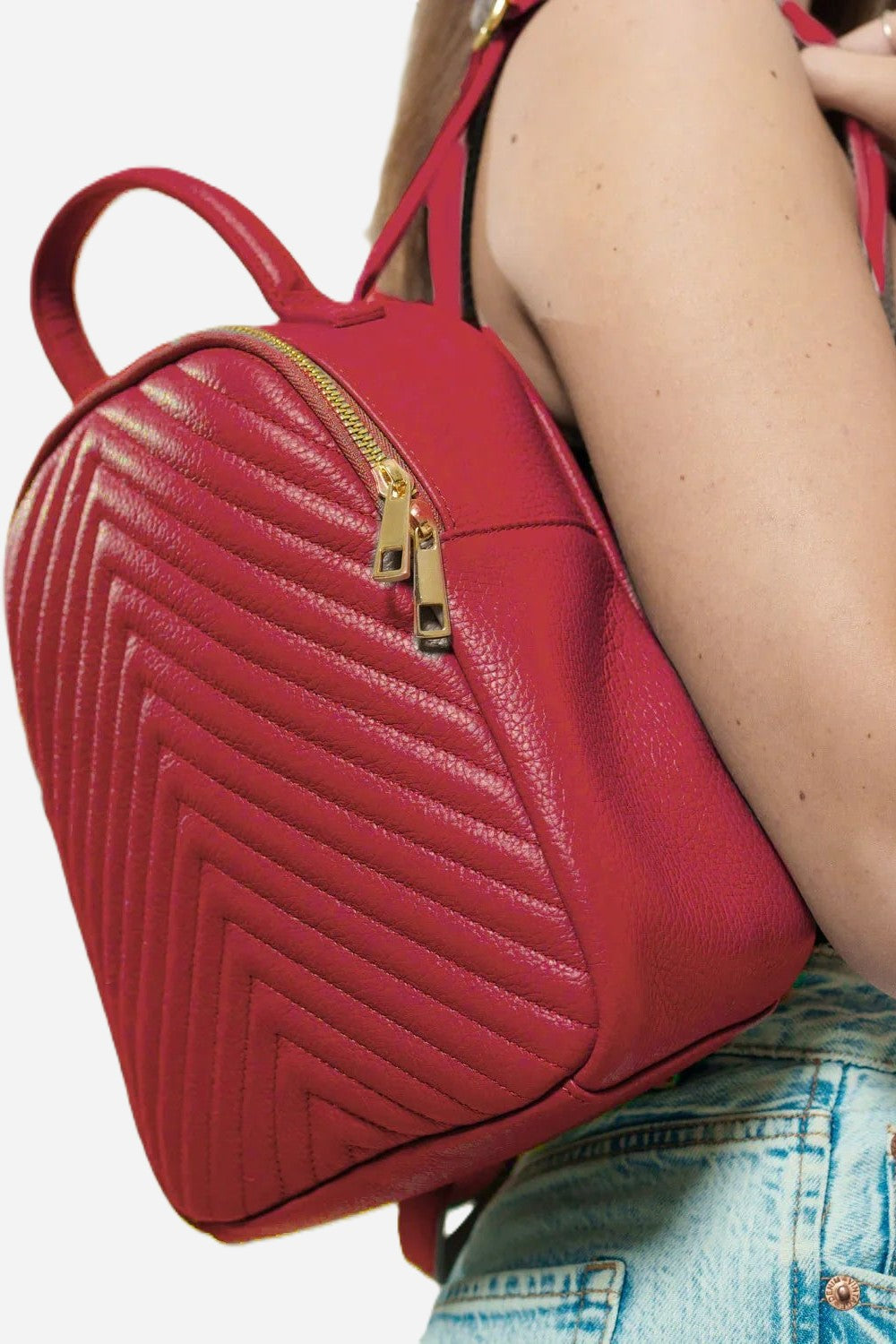 Zaino Donna CINZIA in Vera Pelle Rosso | Made in Italy