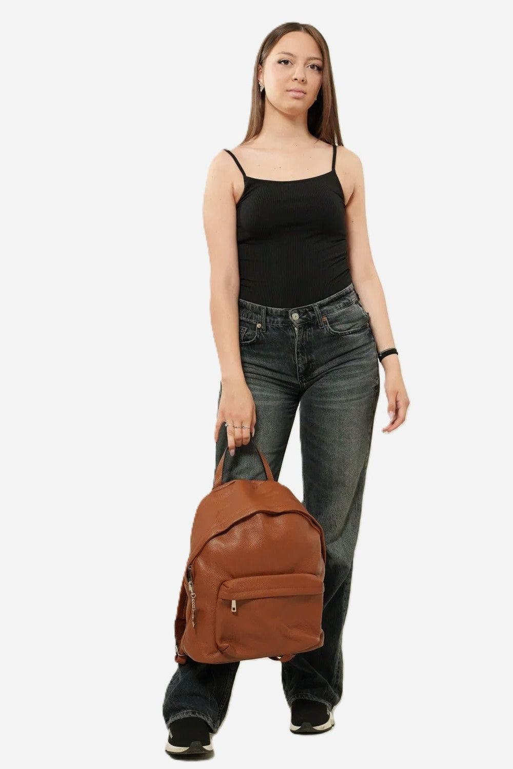 Zaino donna FEDERICA in vera pelle cognac