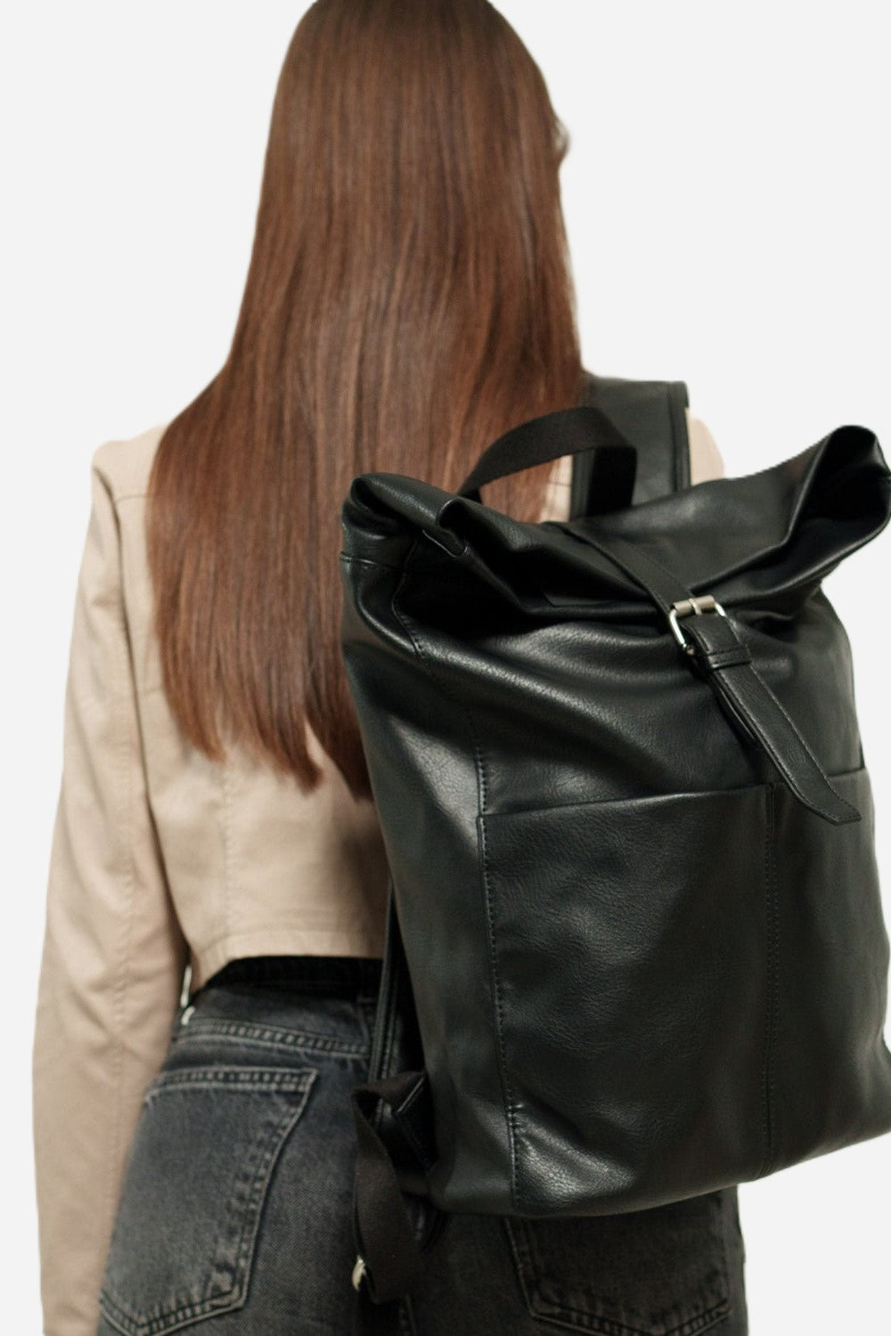 Zaino donna LEDA in ecopelle nero porta PC | Made in Italy