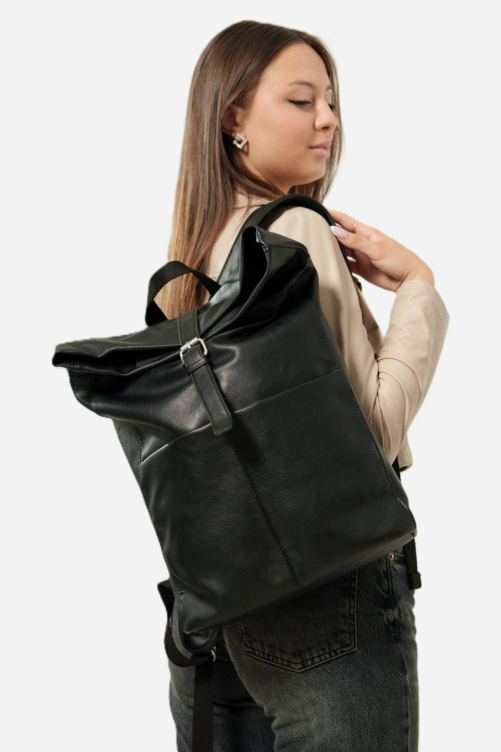 Zaino donna LEDA in ecopelle nero porta PC | Made in Italy