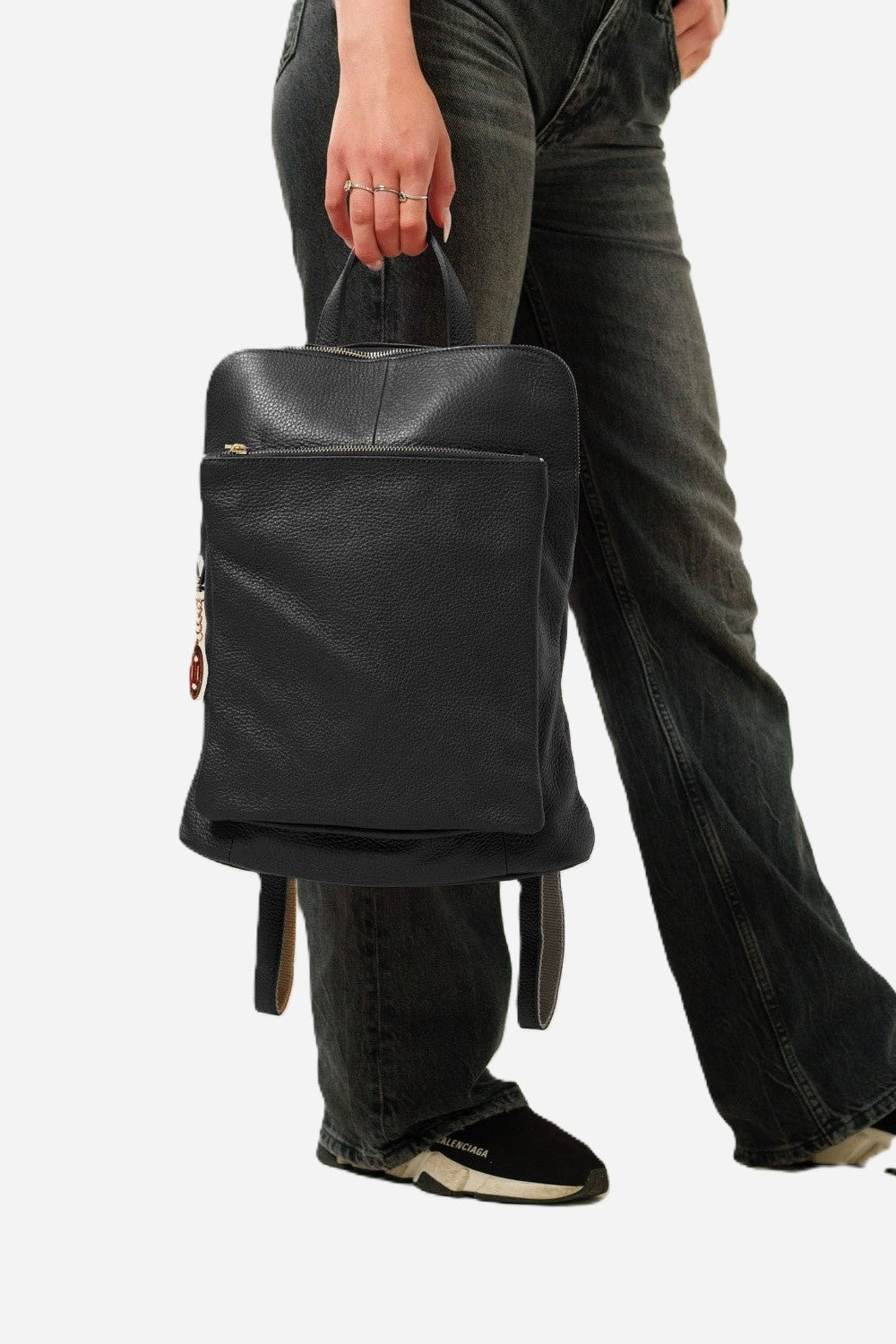 ROSALBA — Zaino in vera pelle nera con porta laptop | Made in Italy