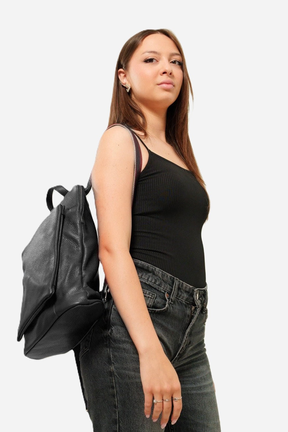 ROSALBA — Zaino in vera pelle nera con porta laptop | Made in Italy
