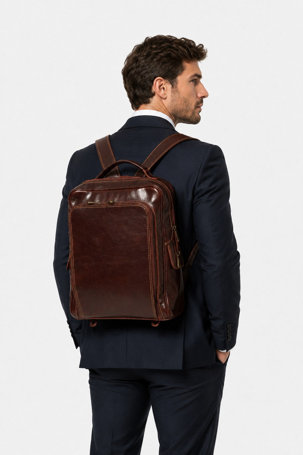 ORIONE— Zaino unisex in vero cuoio testa di moro con porta PC | Made in Italy